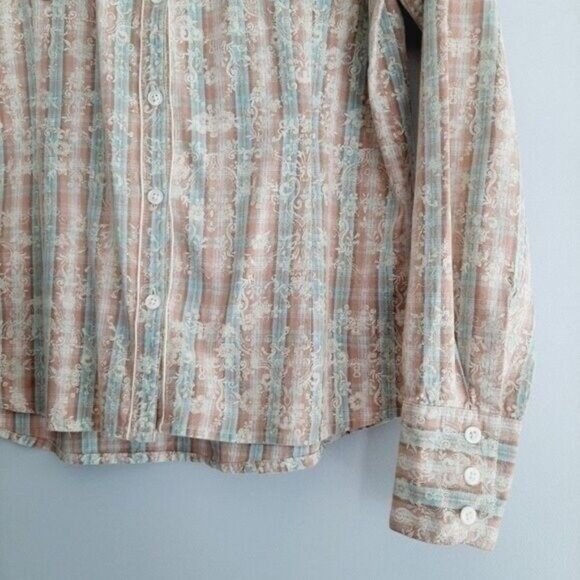 PANHANDLE SLIM | Western Floral Plaid Check Button Down Shirt Women's M - Picture 3 of 8